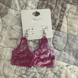 Pink Leather Statement Earrings